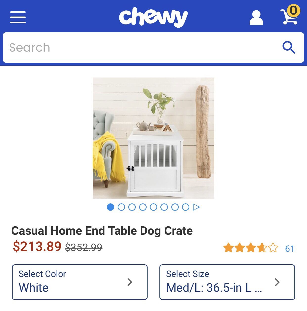 Casual Home End Table Dog Crate - Only 1 White