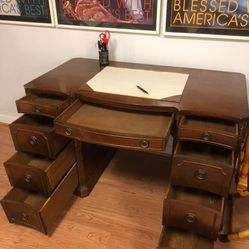 Vintage 1950's Desk, Lots Of Drawers, Make Offer!  Thumbnail