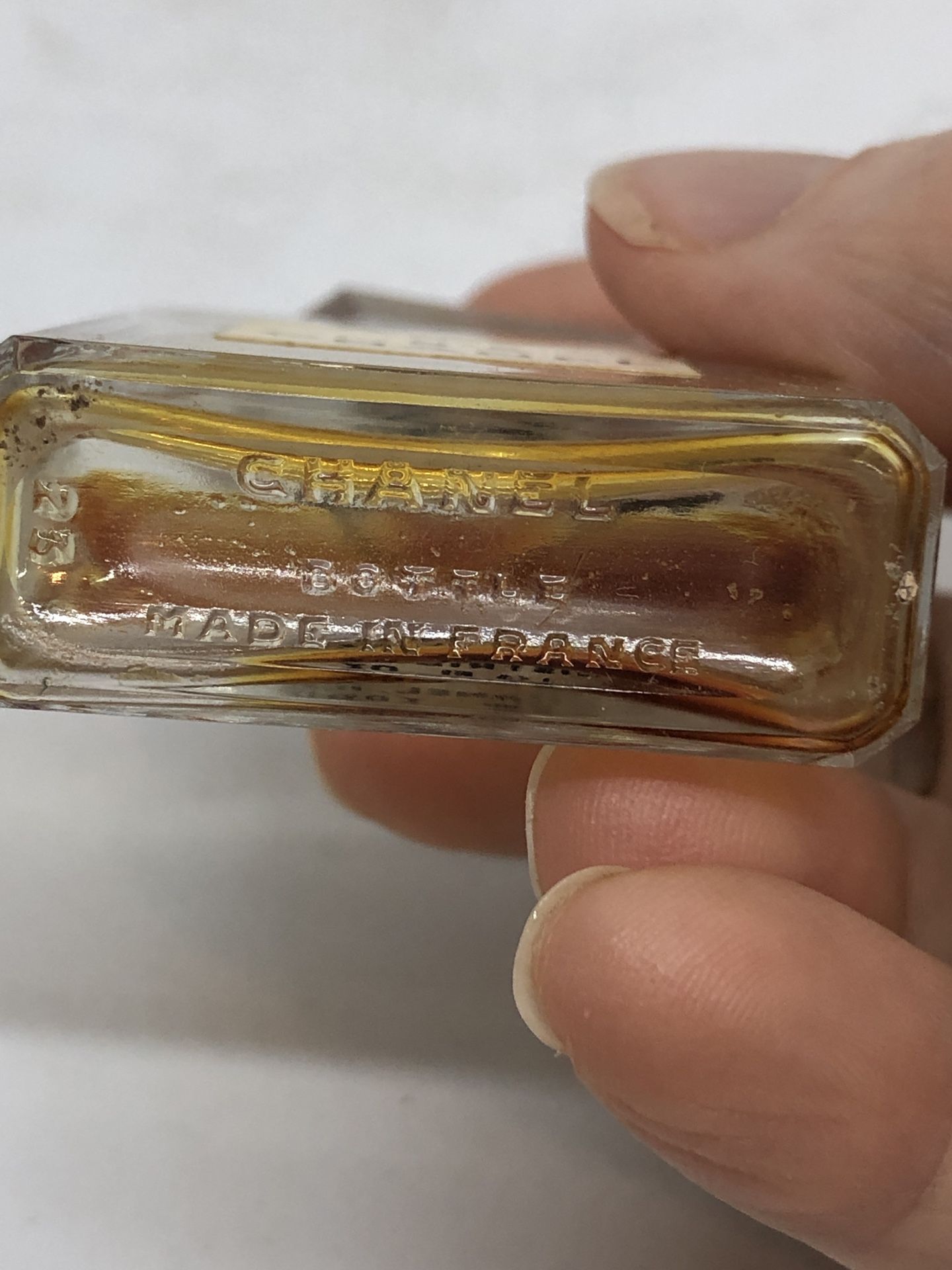 Vintage Perfume Bottle Chanel No 5 Bottle 1950s 1 OZ Open/Empty 3" Height & 1/2 Oz Bottle