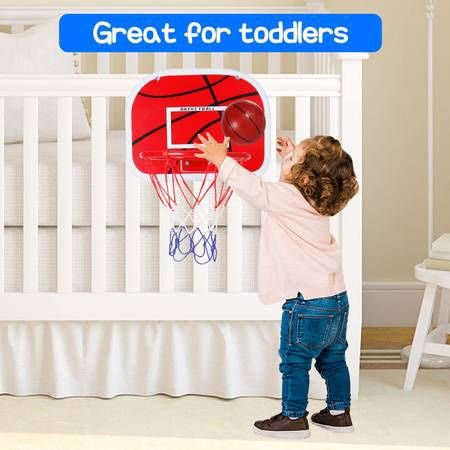 Basketball Hoop Indoor for Kids Toddlers Mini Basketball Hoop Over The Door 15” x 11.5” Backboard with Ball & Complete Accessories Wall Basketball Gam