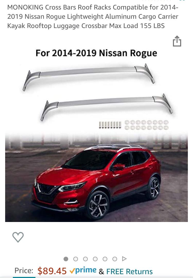 Cross Bars, Roof Rack; Compatible For 2014-2019 Nissan Rogue