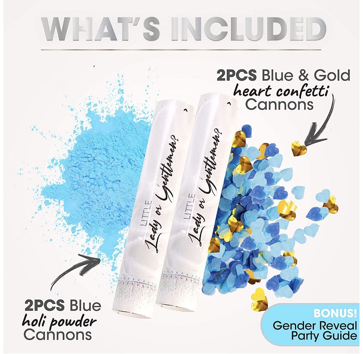 4 Gender Reveal Confetti Cannon’s - Baby Blue