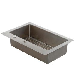 Glacier Bay Dual Mount 18-Gauge Stainless Steel 33 in. 2-Hole Single Bowl Kitchen Sink with Grid and Drain Assembly -#73800 -OS Thumbnail