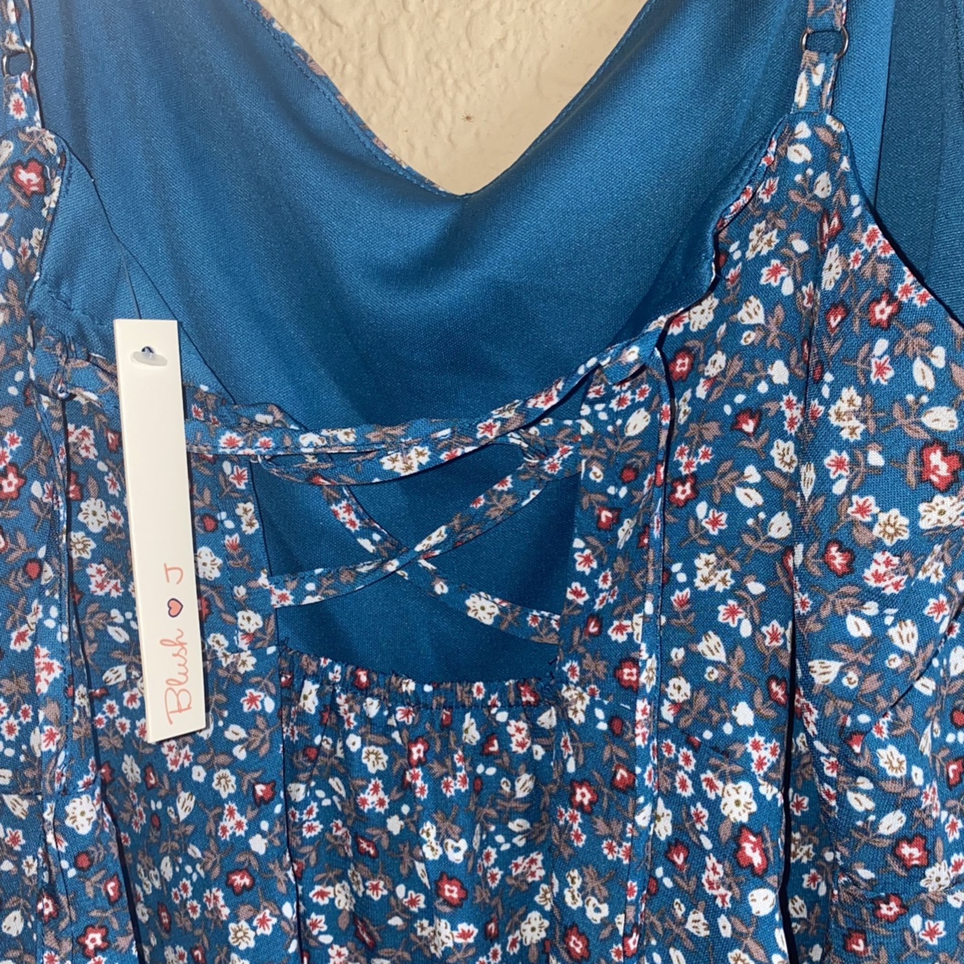 Blue Floral Sexy Dress