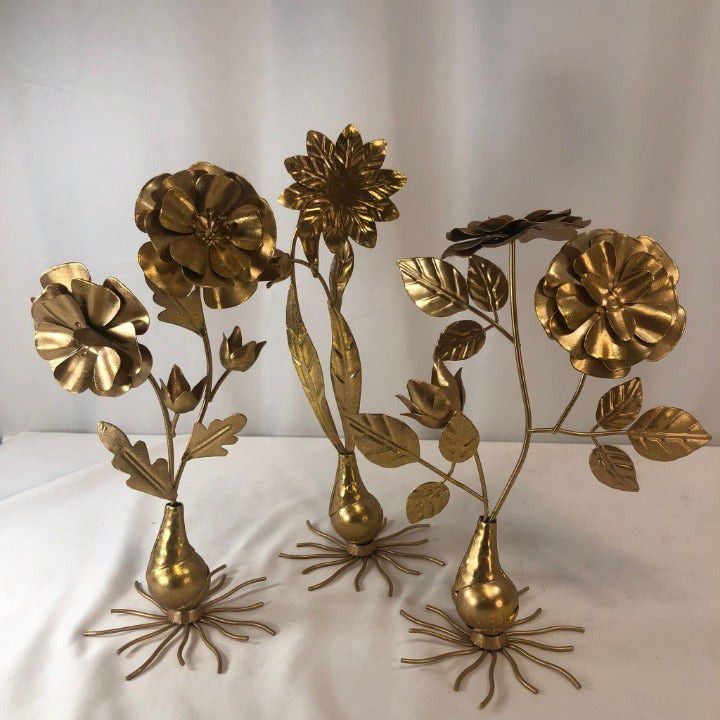 Metal Golden Flowers Set Decoration