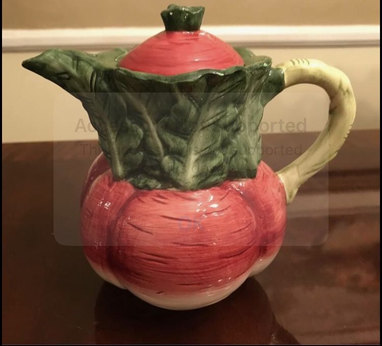 Tea Pot Vintage Radish Design Hans Glazed Ceramic