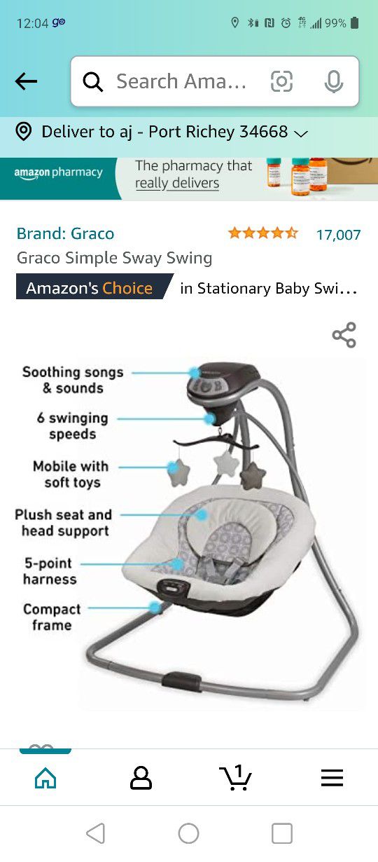 GRACO Baby Swing in An Excellent Condition. PET/ SMOKE FREE HOME. GENTLY USED