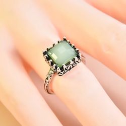 Shipping only ! Antique natural stone work moonstone Ring size 7/8/9 . Thumbnail