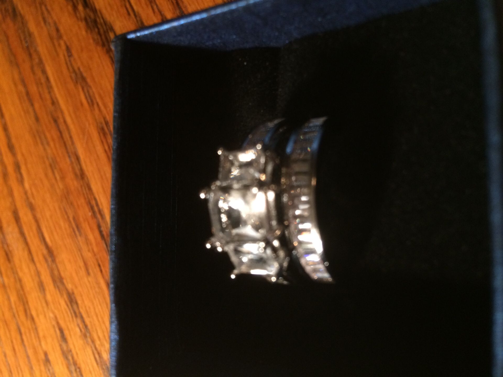 Silver engagement ring with band size 9