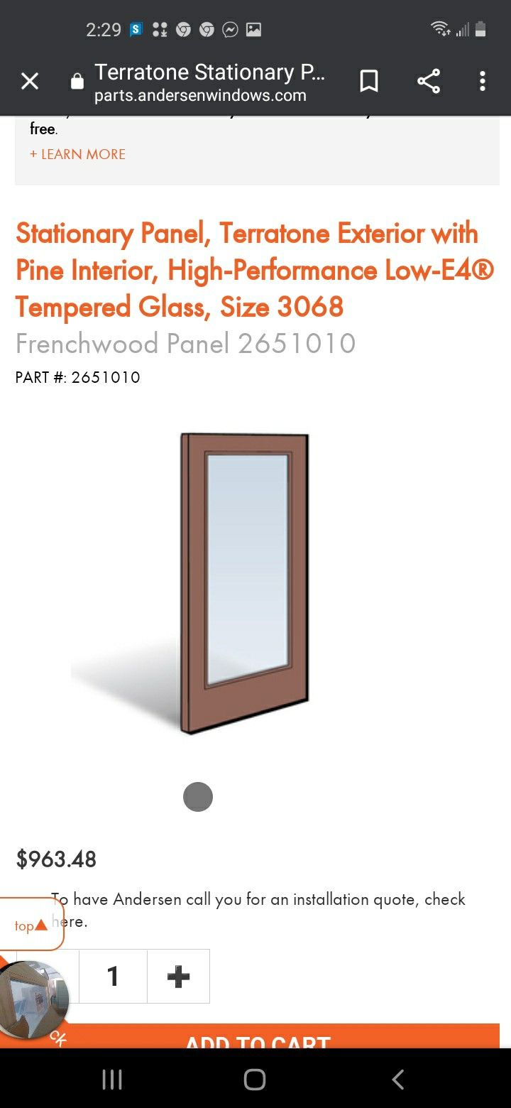 Anderson 400 series pine slider