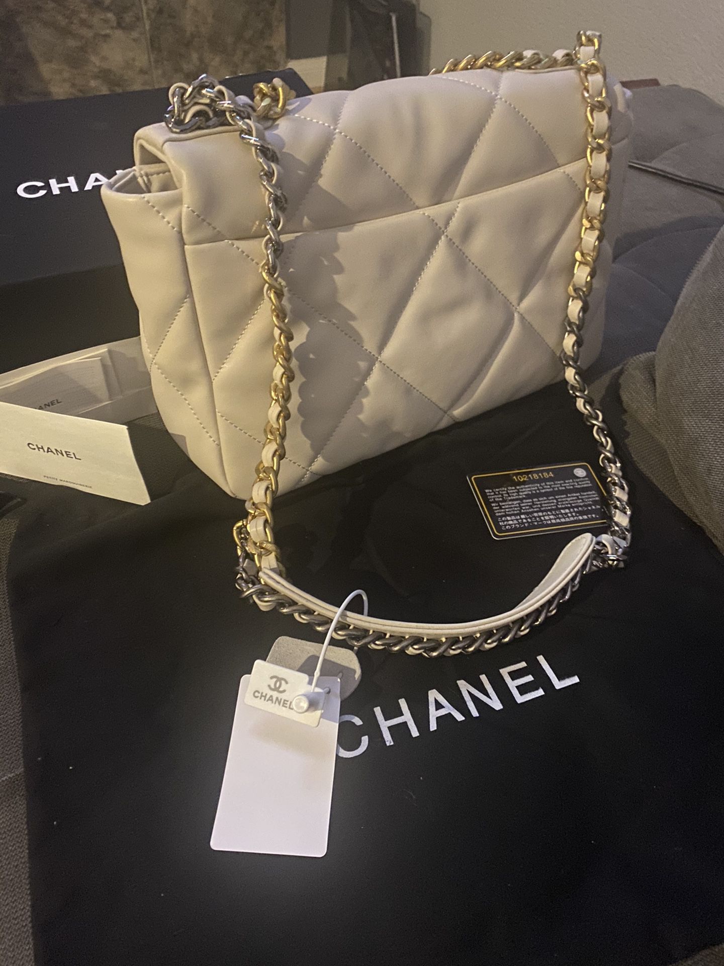 Chanel Classic  Quilted Flap White  Cross Body Bag