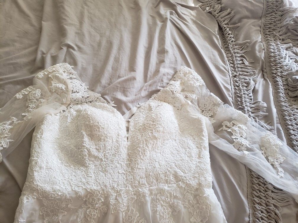 White Wedding Dress Bridal Gown- Size 16