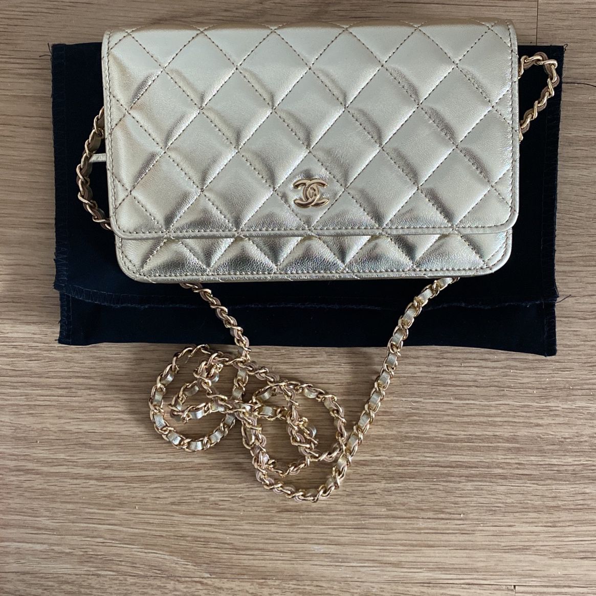 Chanel Metallic Light Gold WOC Wallet On The Chain