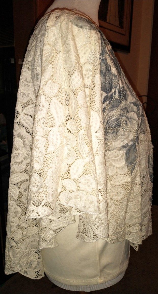 Brittany Black Roses And Lace Poncho Style Blouse