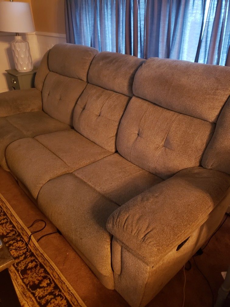 Sofa, Loveseat,and chair all three pieces are recliners.