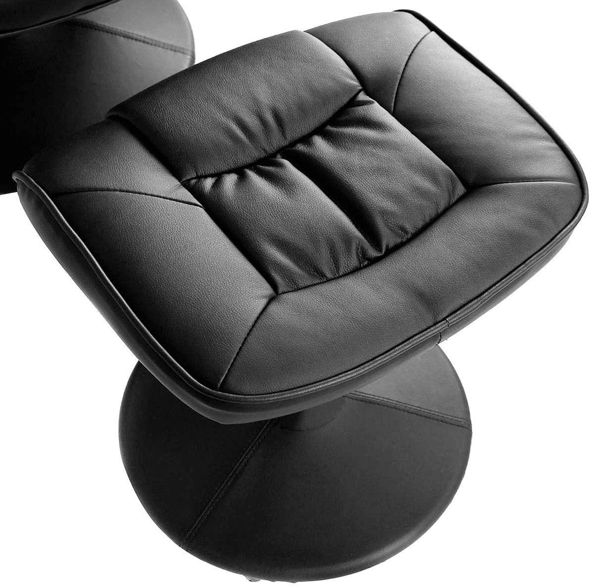Swivel Recliner Chair, Leather Lounge Armchair Recliner, 360 Degree Swivel Overstuffed Padded Seat w/ Footrest Stool Ottoman Set