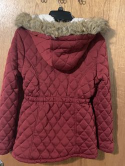 Girls Red Hooded Winter Coat W/Sherpa Lining Thumbnail