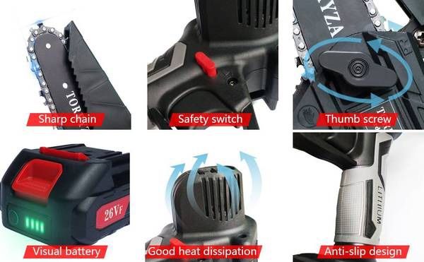 Mini Chainsaw Cordless Electric Chainsaw with 2 Upgraded Battery 2 Chain, 4-Inch Battery Chainsaw Mini Saw for Garden Tree Pruning Br