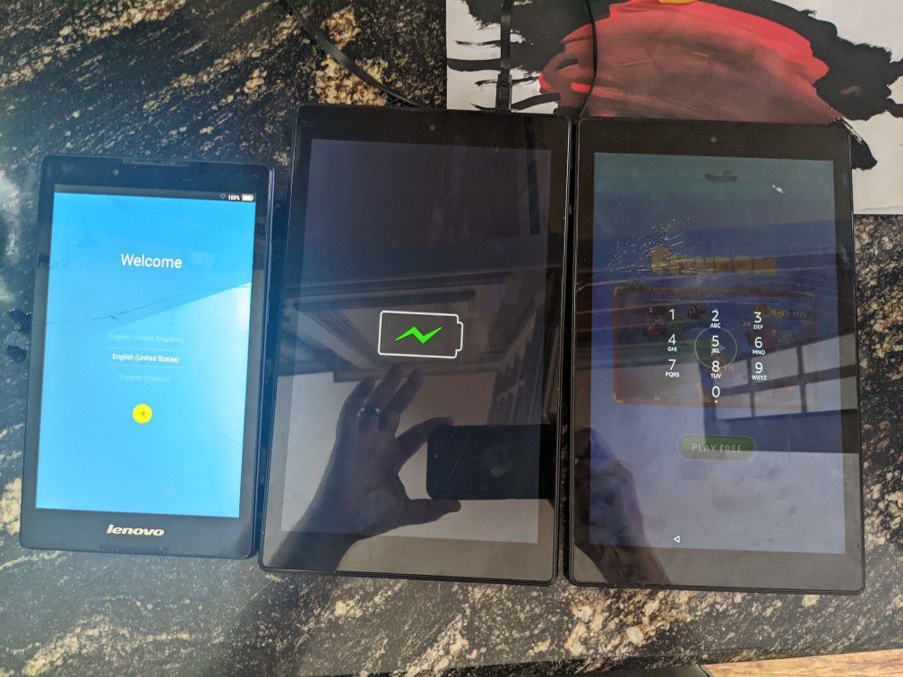 Three Tablet (s) - Amazon Fire and Lenovo