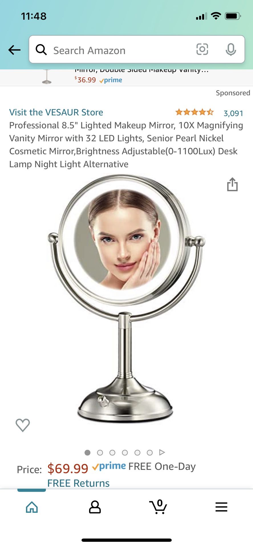 Professional 8.5” Lighted Makeup Mirror
