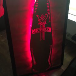 Golden Michelob Sign With Red Neon Light Thumbnail