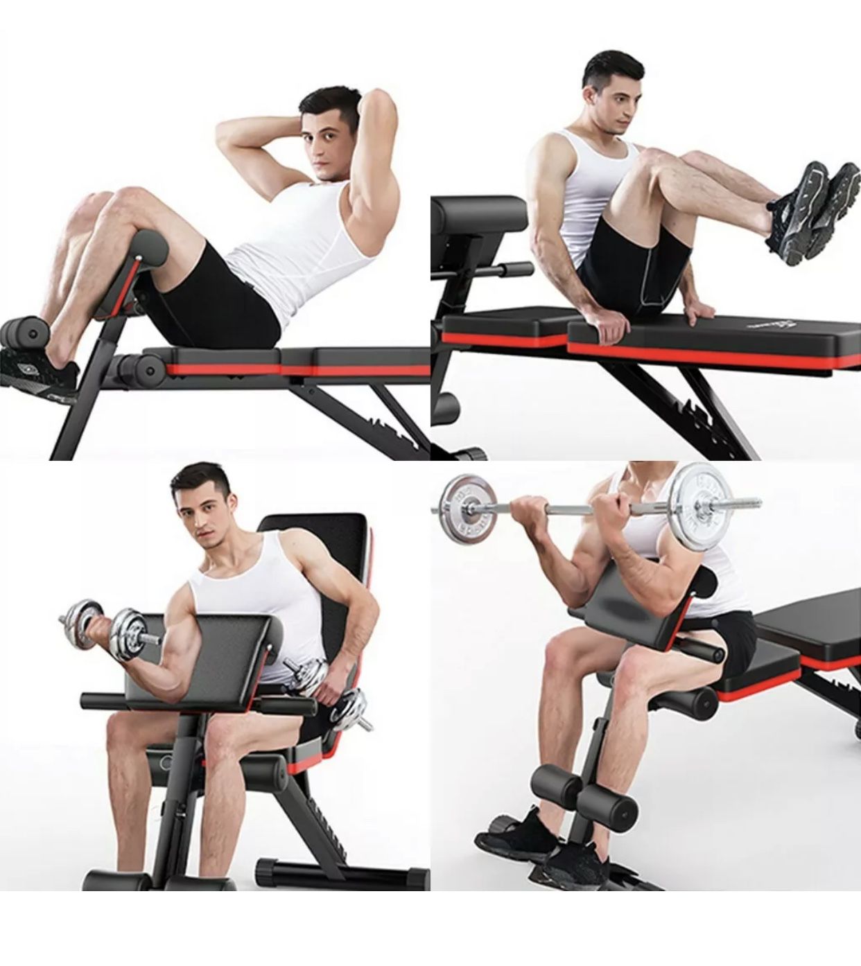 Weight Bench Adjustable Strength Training Exercise Bench for Full Body Workout A