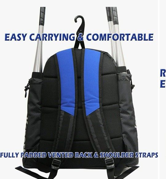 Baseball Bag Blue- Backpack for Baseball, T-Ball & Softball
