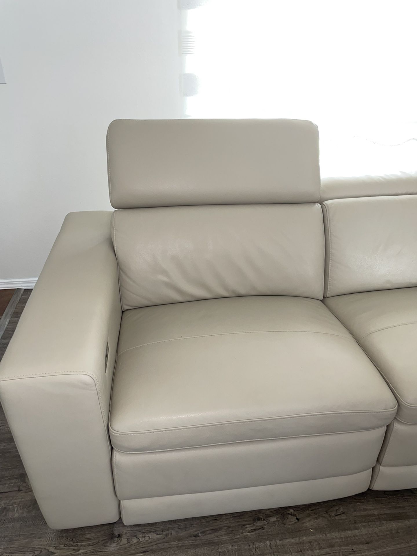Beige Leather Sectional 