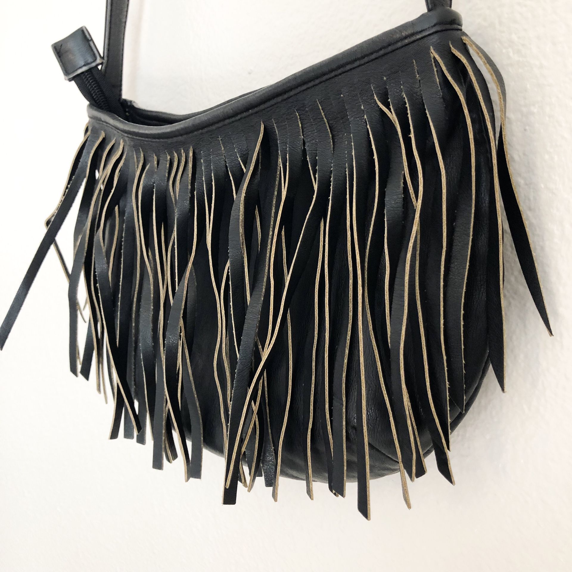 Black fringe Vans purse