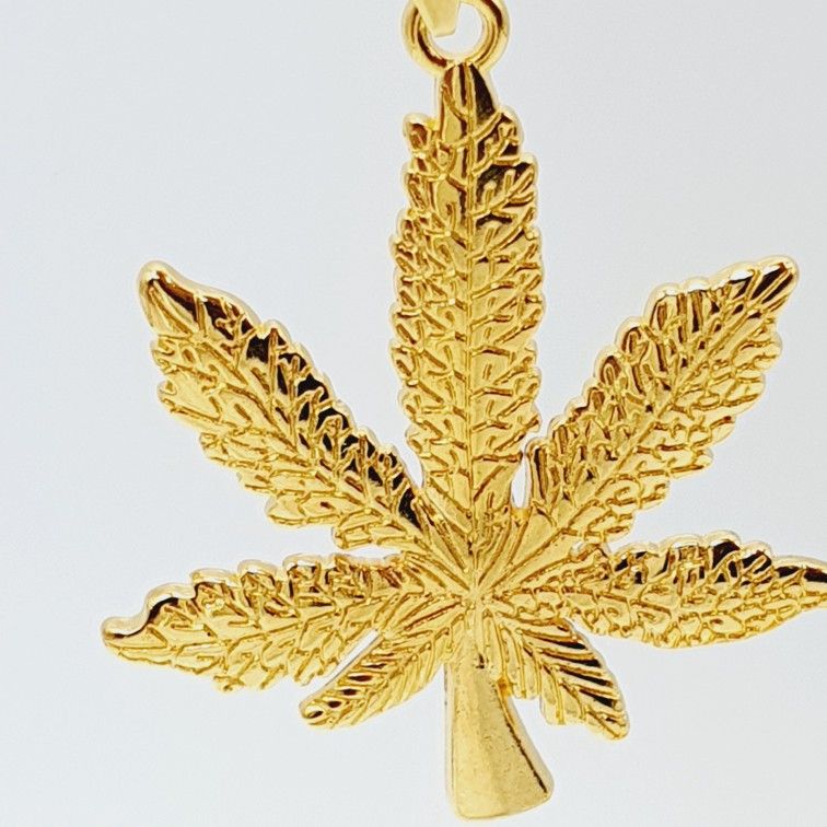 "Stainless Steel Leaf Hip-hop Hemp Necklace, BL034