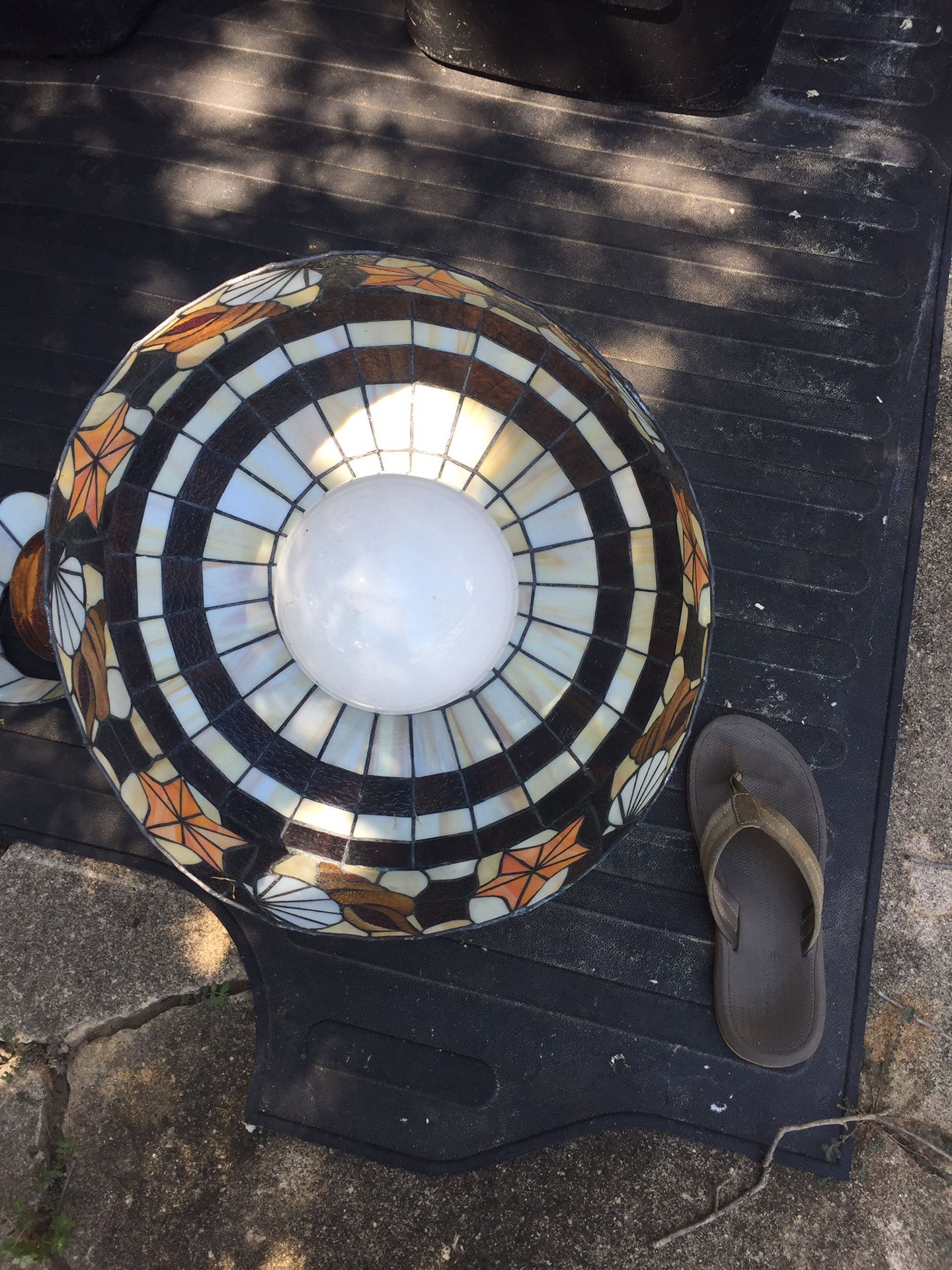 Vintage Royal Stained Glass hanging light game room poker table nautical