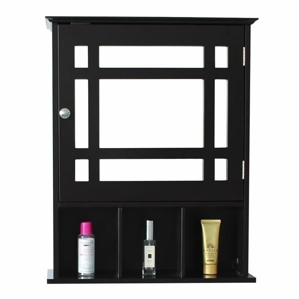 Single Door Three Compartment Storage Bathroom Cabinet - Grey-brown