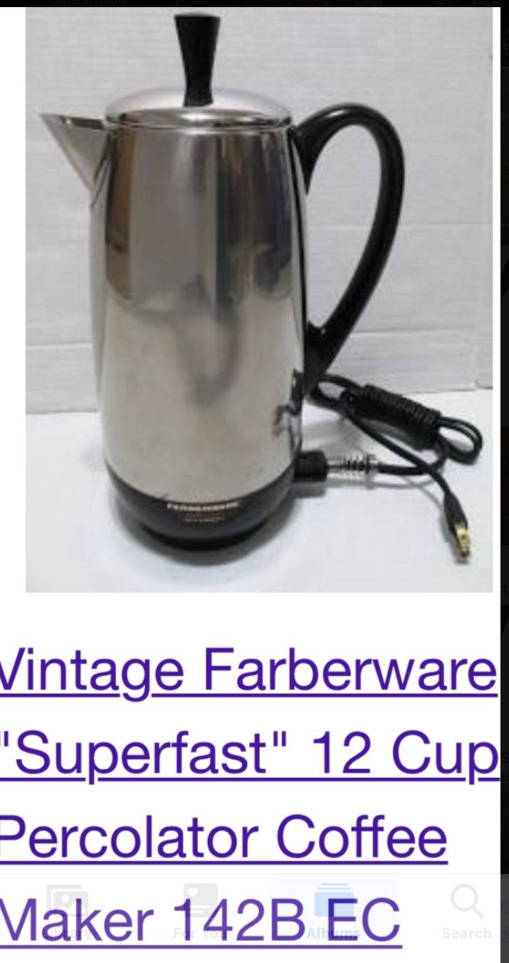 $25 Only Vintage Farberware Super fast Fully Automatic Stainless Steel Coffee Pot . Electrical Works like new. Sells from $100-$200