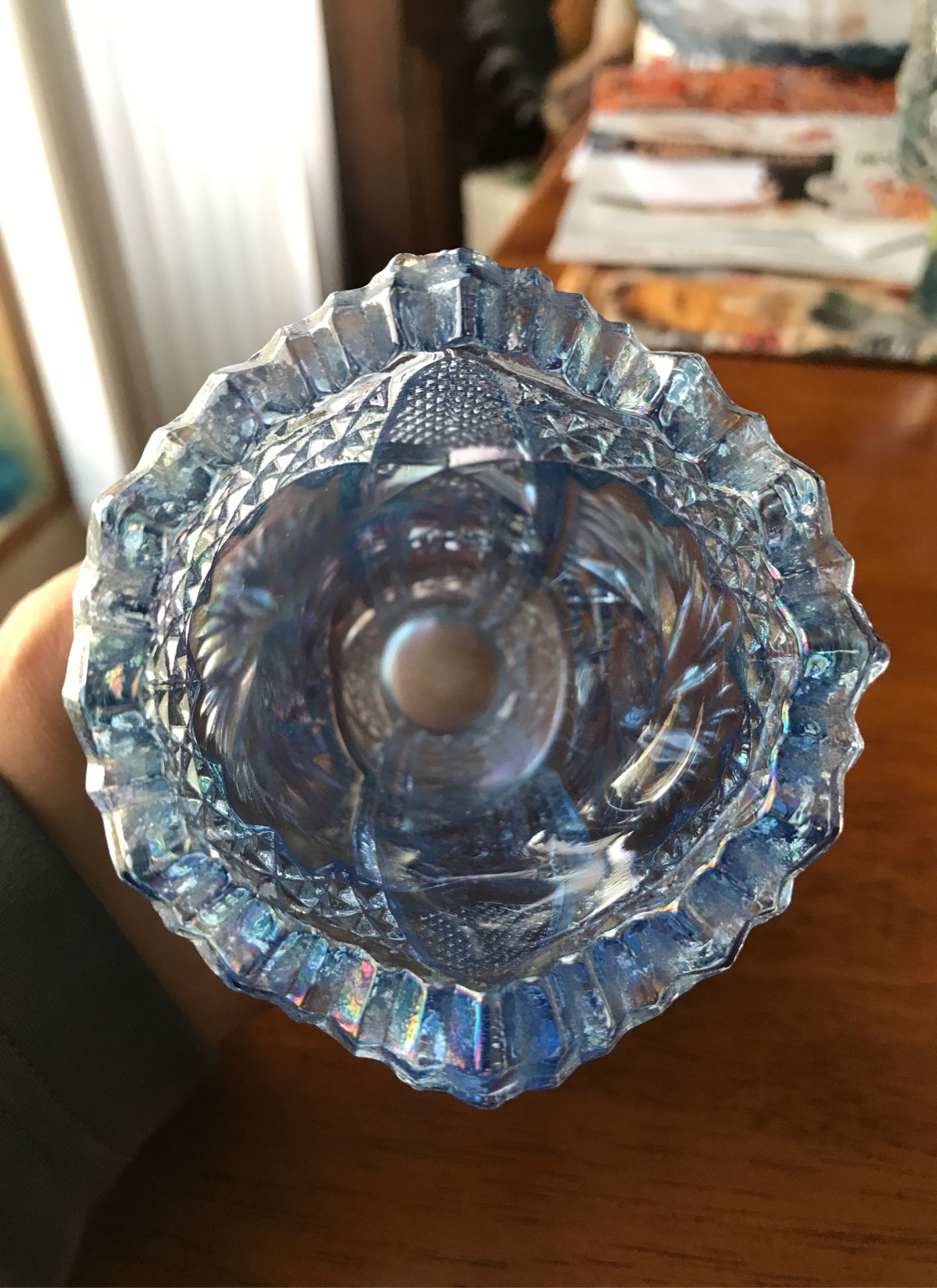 Blue Glass Flower Vase
