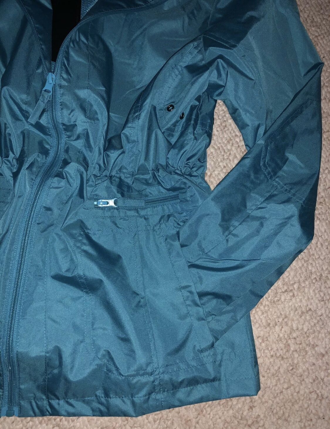 NEW Turquoise rain jacket Coat S windbreaker cozy