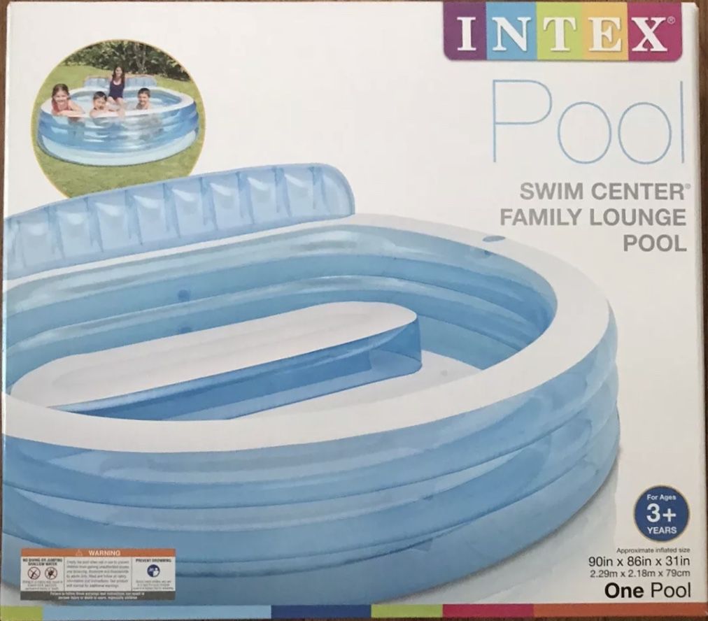 Intex Swim Center Inflatable Family Lounge Pool, 90" X 86" X 31" Ages 3+