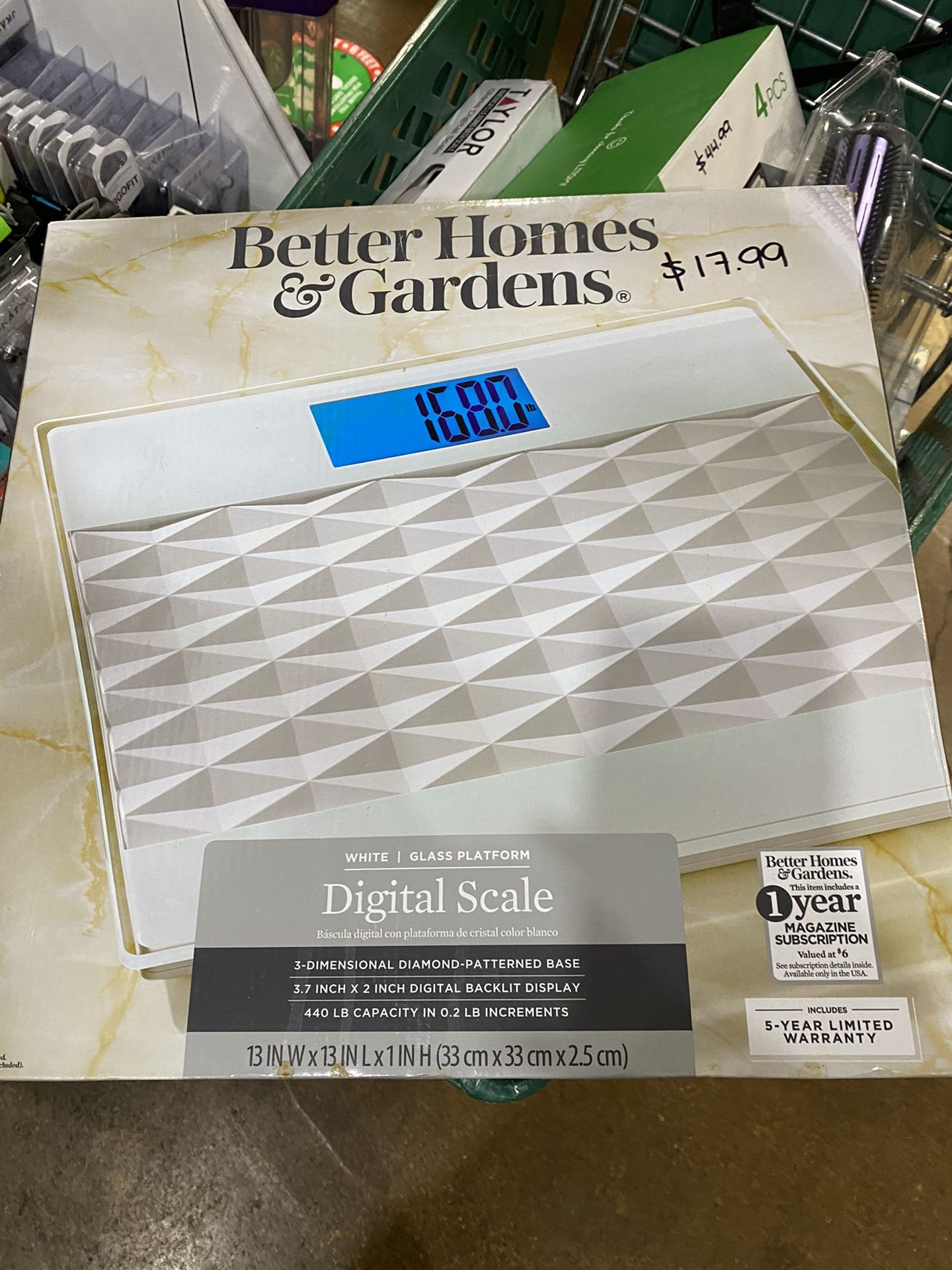 Better Homes & Gardens Digital Bathroom Scale/White 3D Diamond Pattern