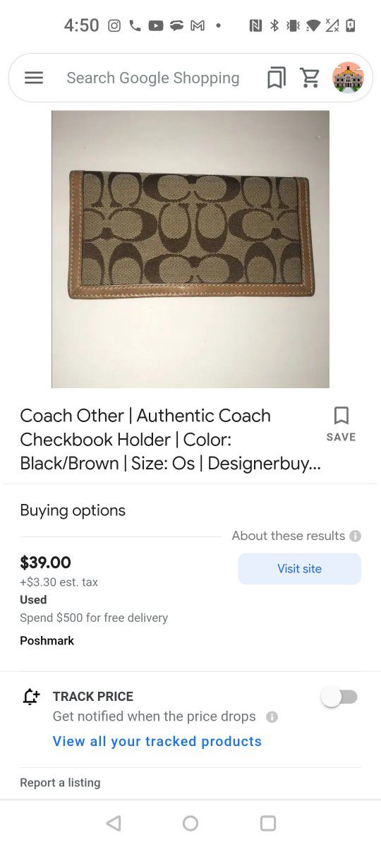 Coach Canvas Check Presenter Vintage Mint Condition