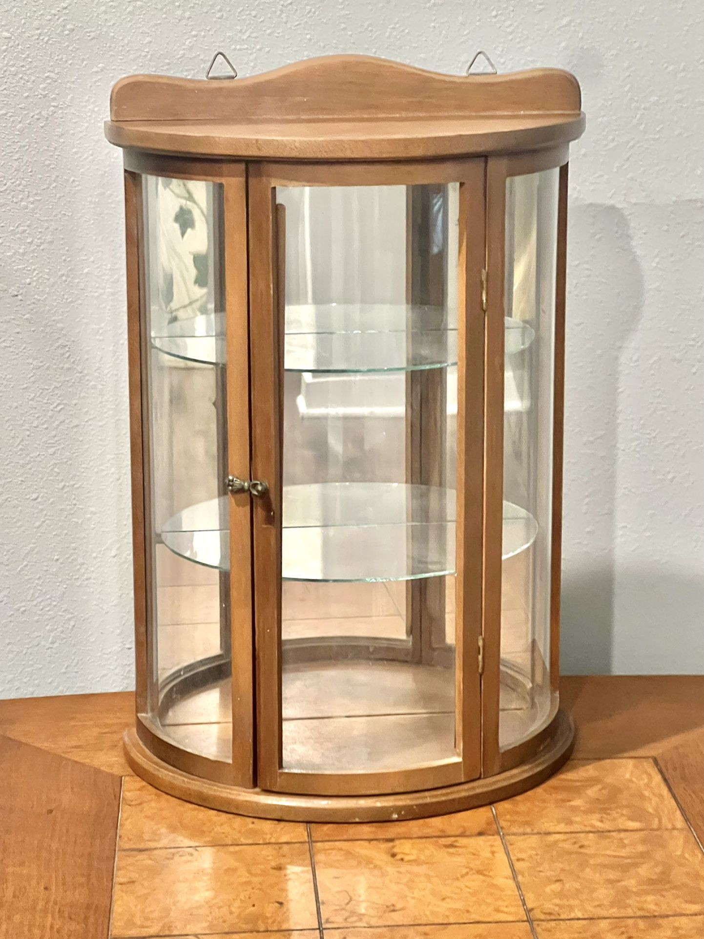 Vintage Miniature Vitrine Display Curved Glass Sides Curio Cabinet Wall Decor Storage