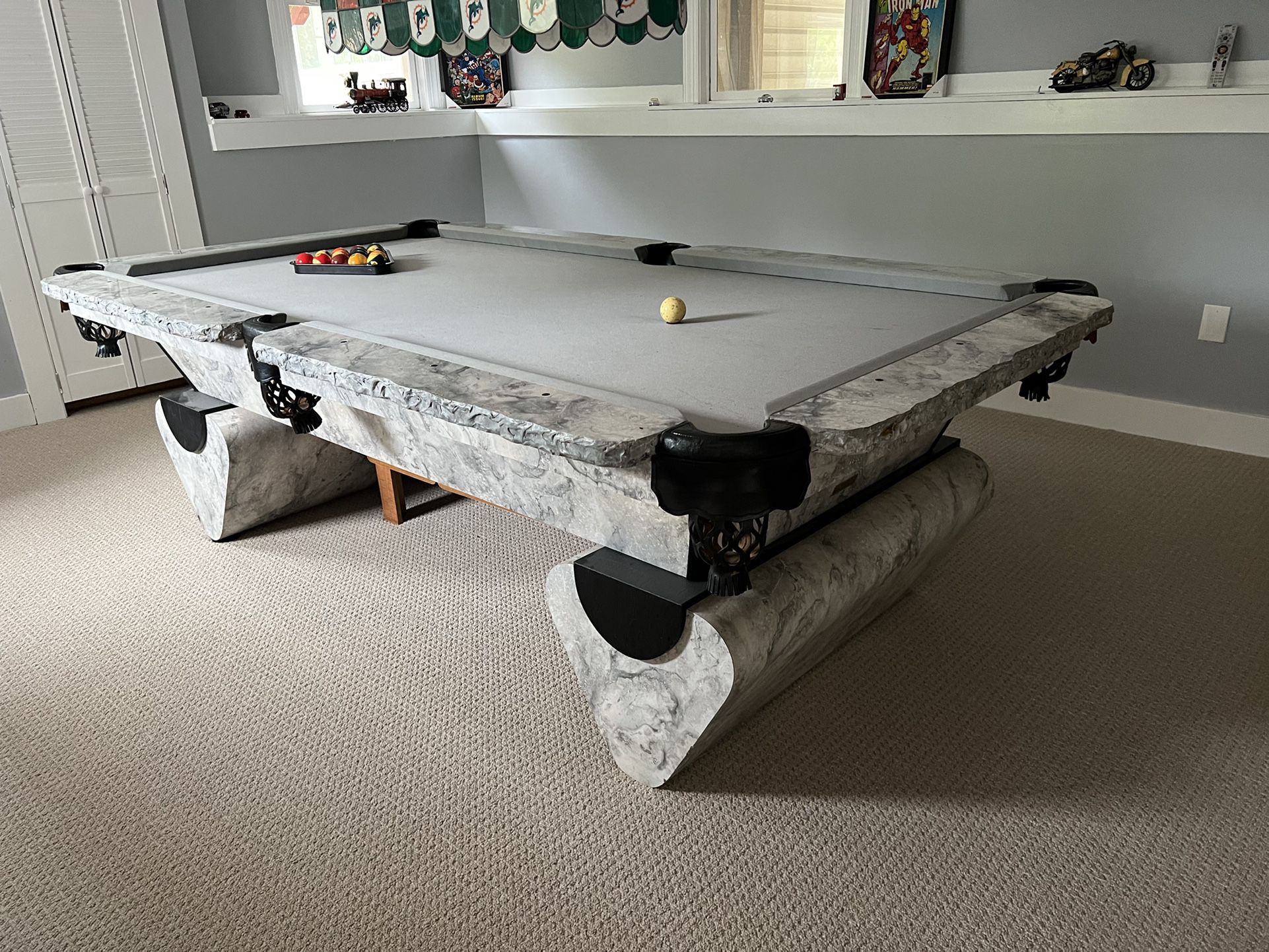 Beautiful White Marble Gurami Pool Table 
