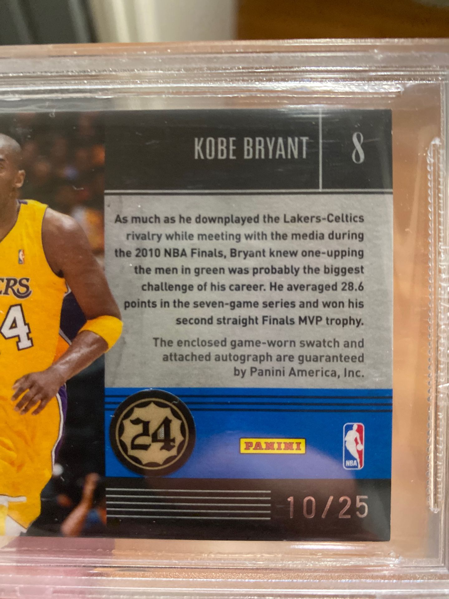 2010-2011 Timeless Treasures Kobe game worn jersey swatch autographed
