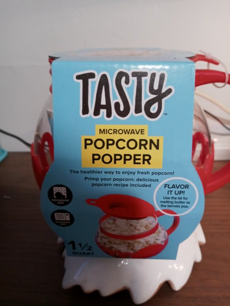 TASTY - Microwave Popcorn Popper 1.5 Quart Microwave Safe Healthier Popcorn Popper BRAND NEW NEVER USED
