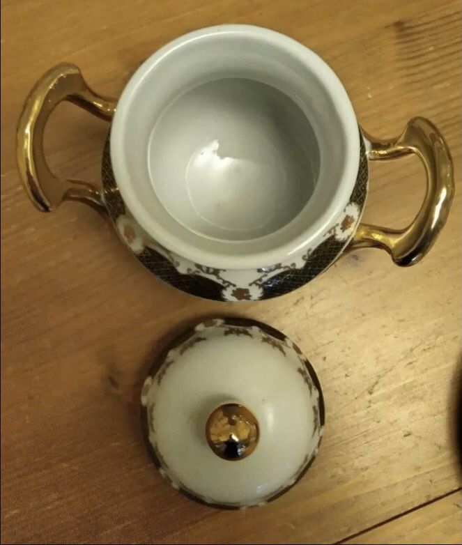 Vintage 15-Piece Ornate Coffee Set - Gold Decorated, Claw-Foot Design
