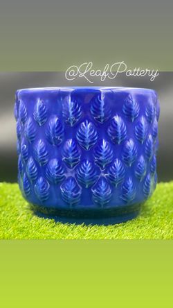 Blue Feathers Ceramic Planter Pot Thumbnail
