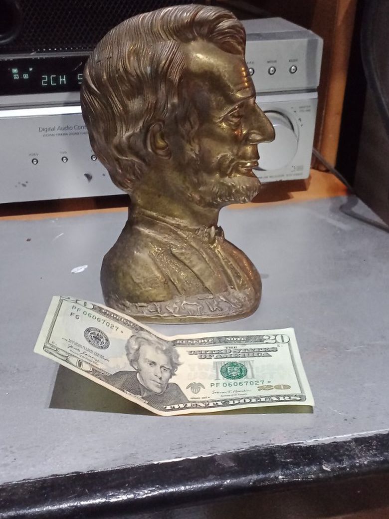 Solid Brass Lincoln Bookend