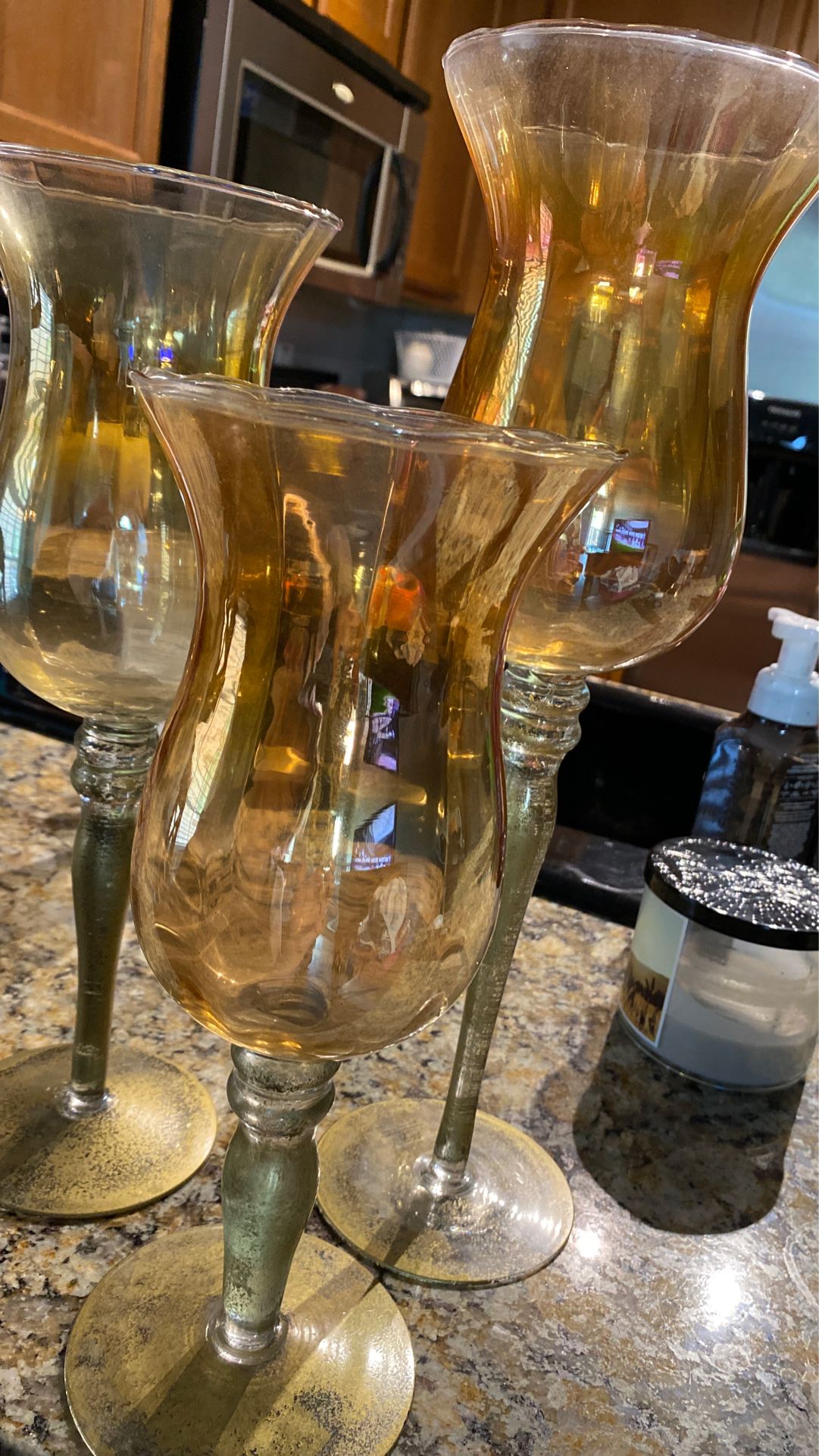 Glass / gold candle holders