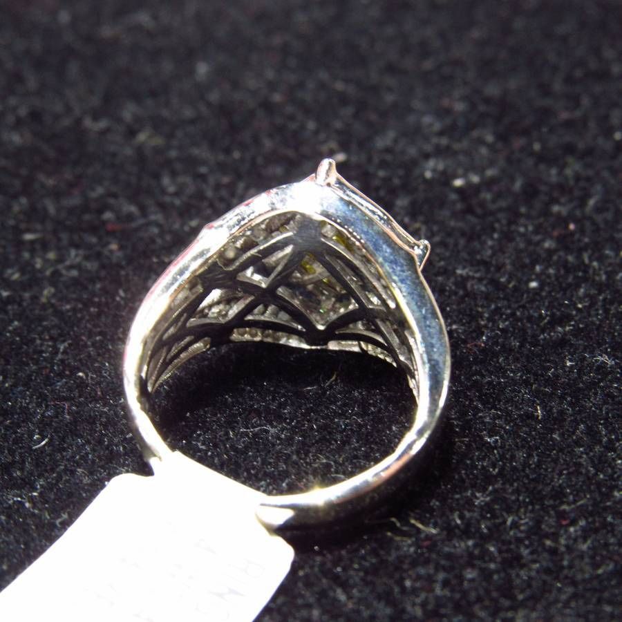 1.20ctw Princess Cut Diamond Cluster Statement Ring 14k White Gold Size 6
