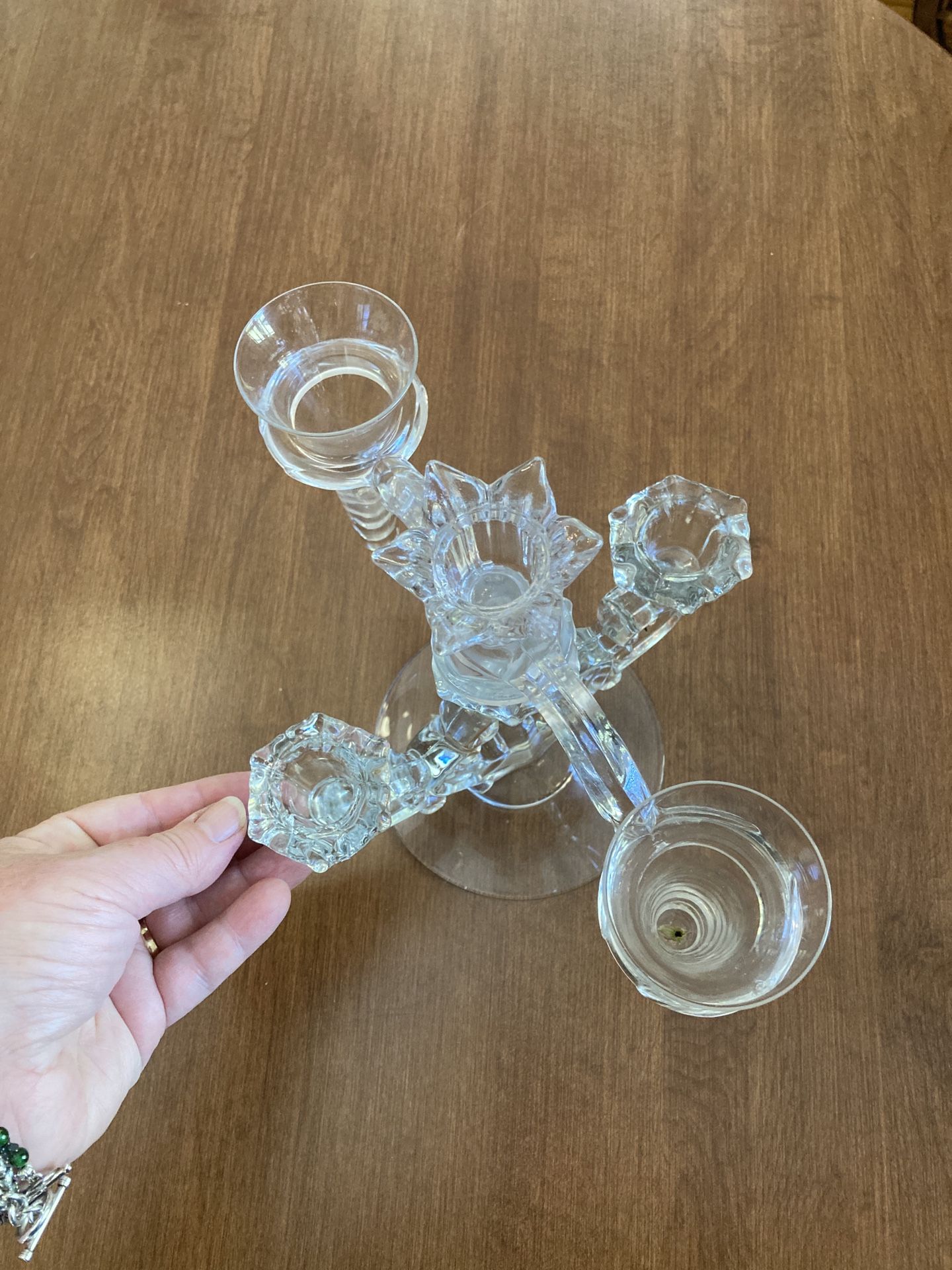 Epergne Candelabra Vase Glass Vintage Complete