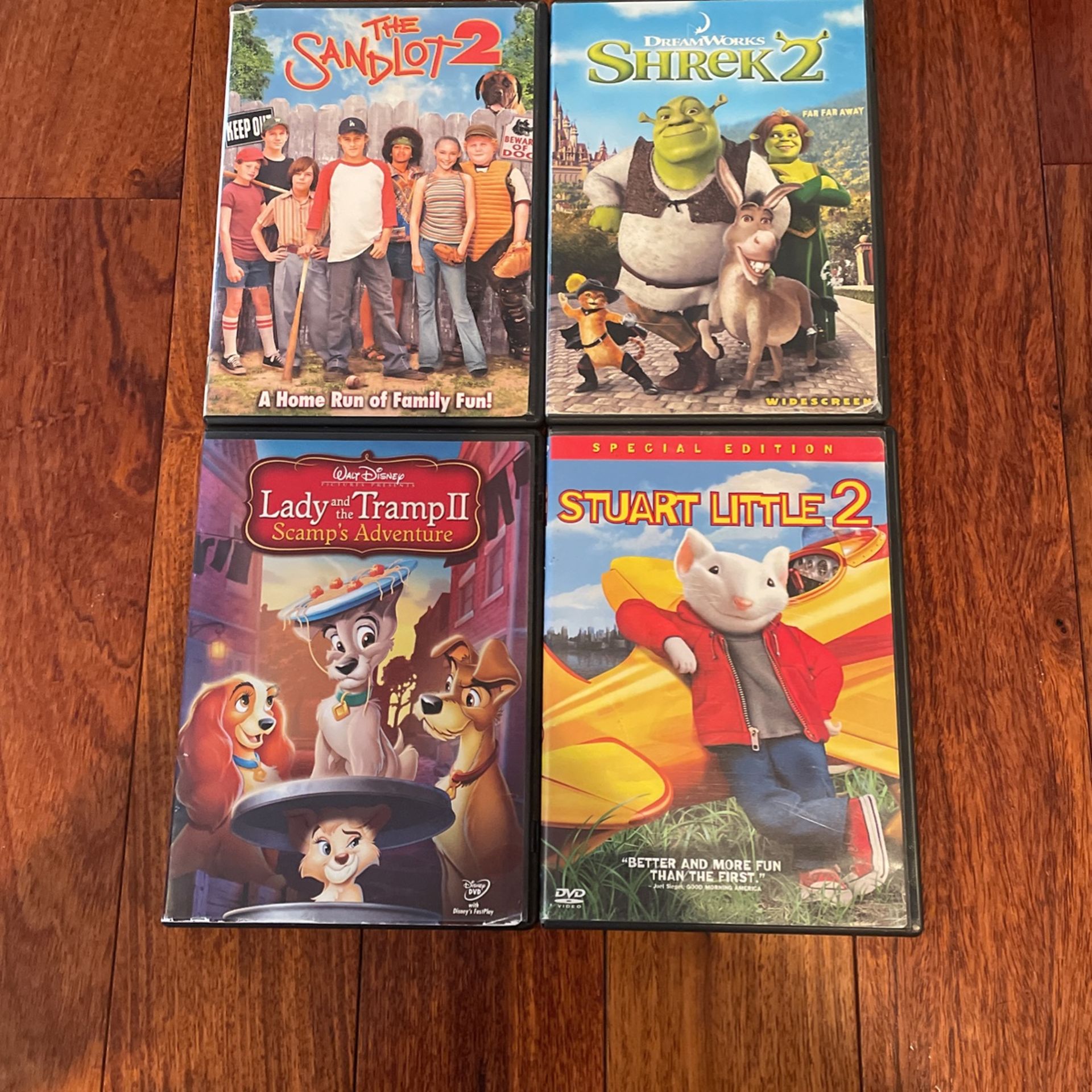 Shrek, Stuart Little, Sandlot, Lady & the Tramp. (All Of These Are #2’s)(free Sandlot)