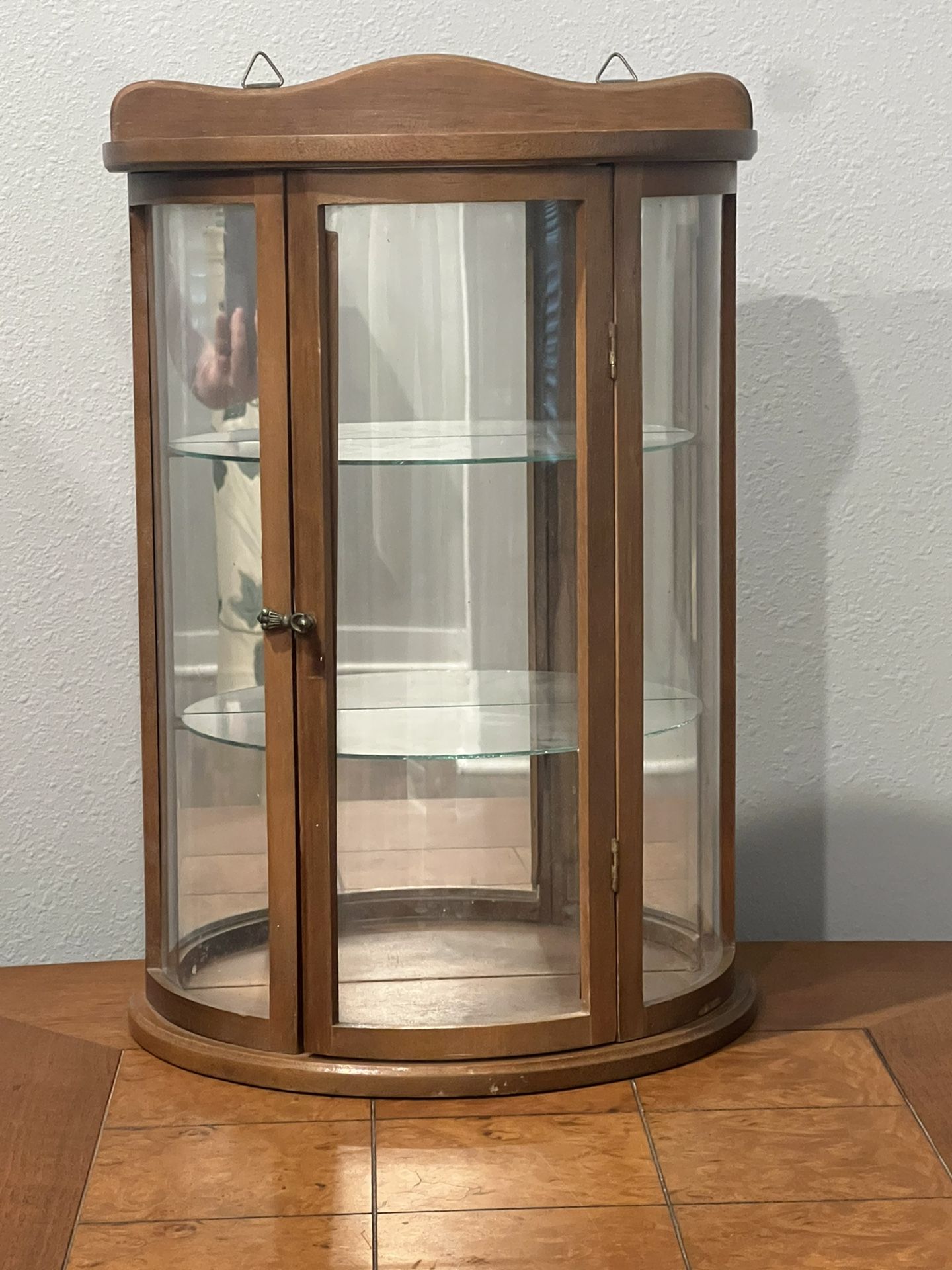 Vintage Miniature Vitrine Display Curved Glass Sides Curio Cabinet Wall Decor Storage